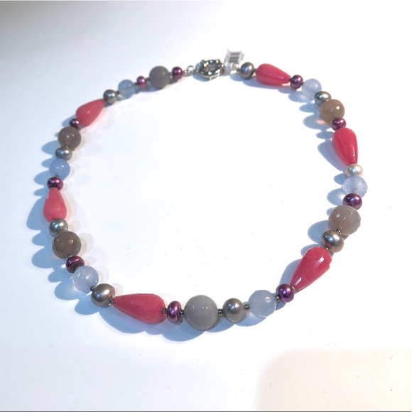 Kalifano Necklace With Gemstones & Genuine Pearls - Picture 4 of 8